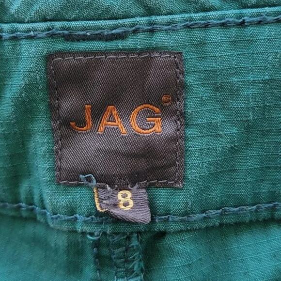 JAG Classic Fit Crop Pants Jade Green Textured Fabric Womens Size 8 Capris - Picture 7 of 10